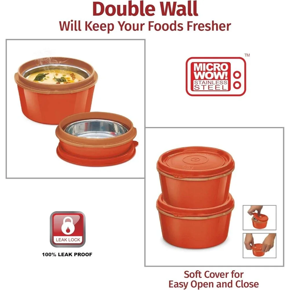 MILTON Bento Lunch Box Set 4, MICROWAVEABLE Stainless Steel Meal Prep Containers